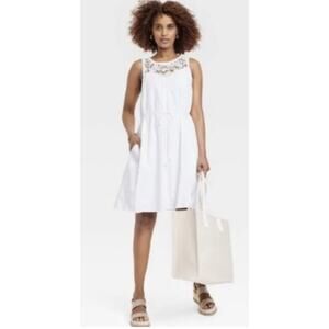 Knox Rose Sleeveless White Lace Front Dress Women's XS NEW